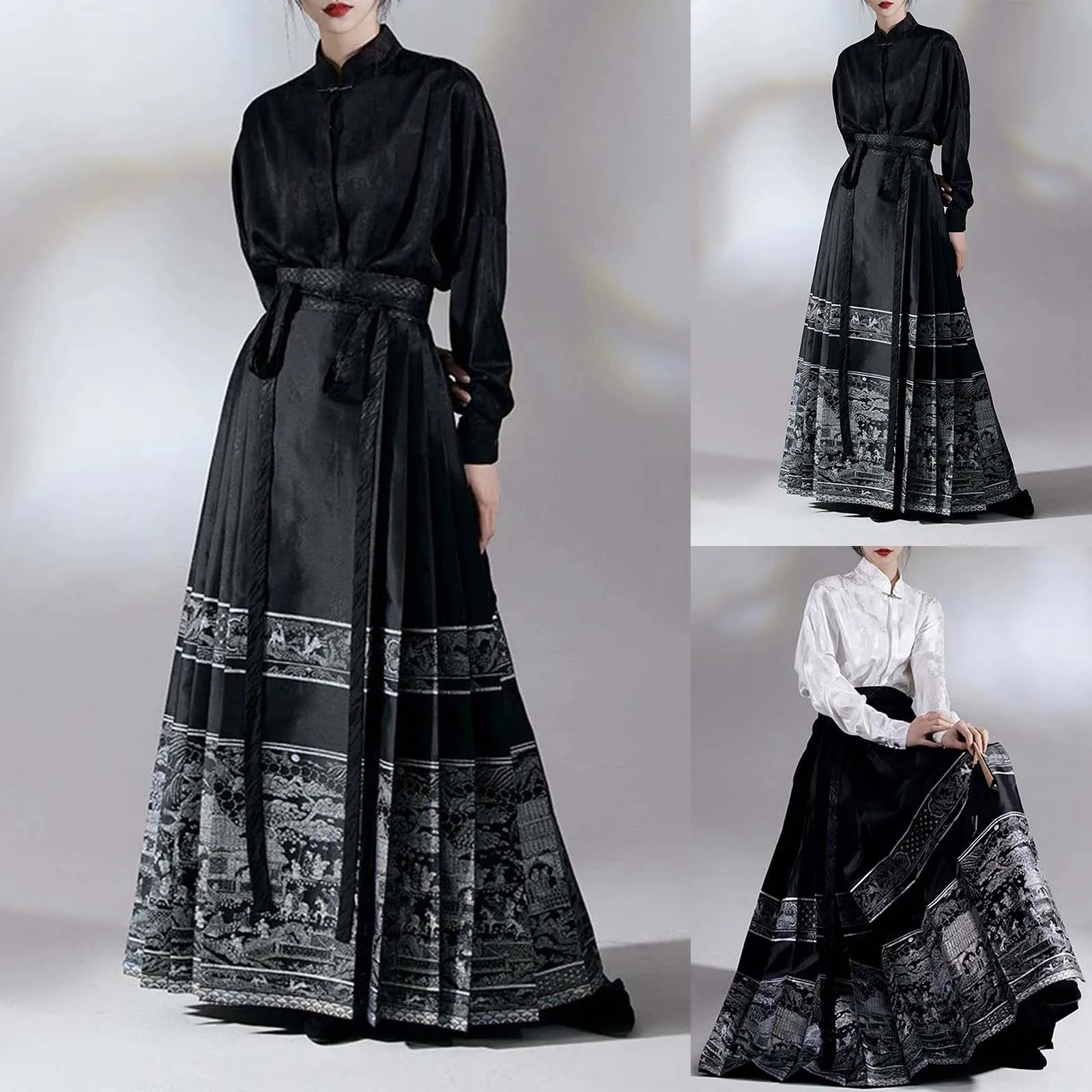 Long Skirts Vintage Y2K Skirt Horse Face Skirt Fashion Clothes Casual Ethnic Style Streetwear Elegant Chinese Hanfu Costume