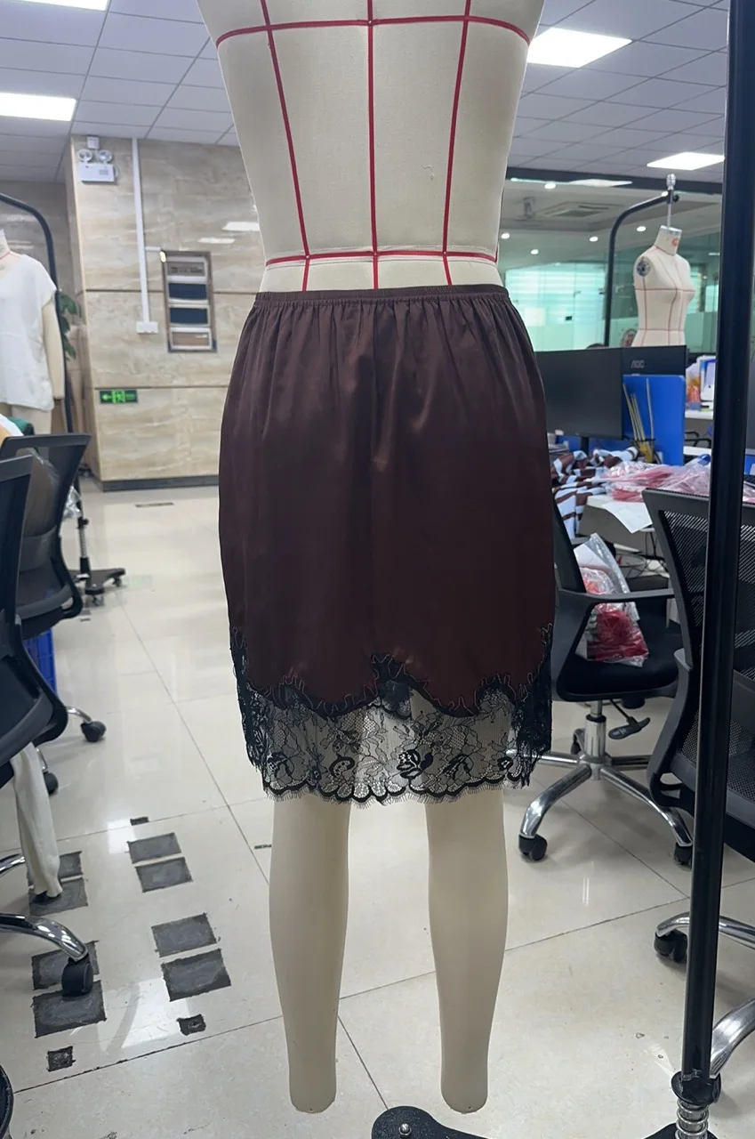 Women Patchwork Lace Skirts 2025 New High Waist Slim Hollow Out Mini Skirts Summer Autumn Brown Fashion Party Club Boho Skirt