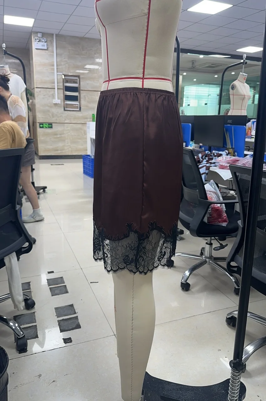 Women Patchwork Lace Skirts 2025 New High Waist Slim Hollow Out Mini Skirts Summer Autumn Brown Fashion Party Club Boho Skirt
