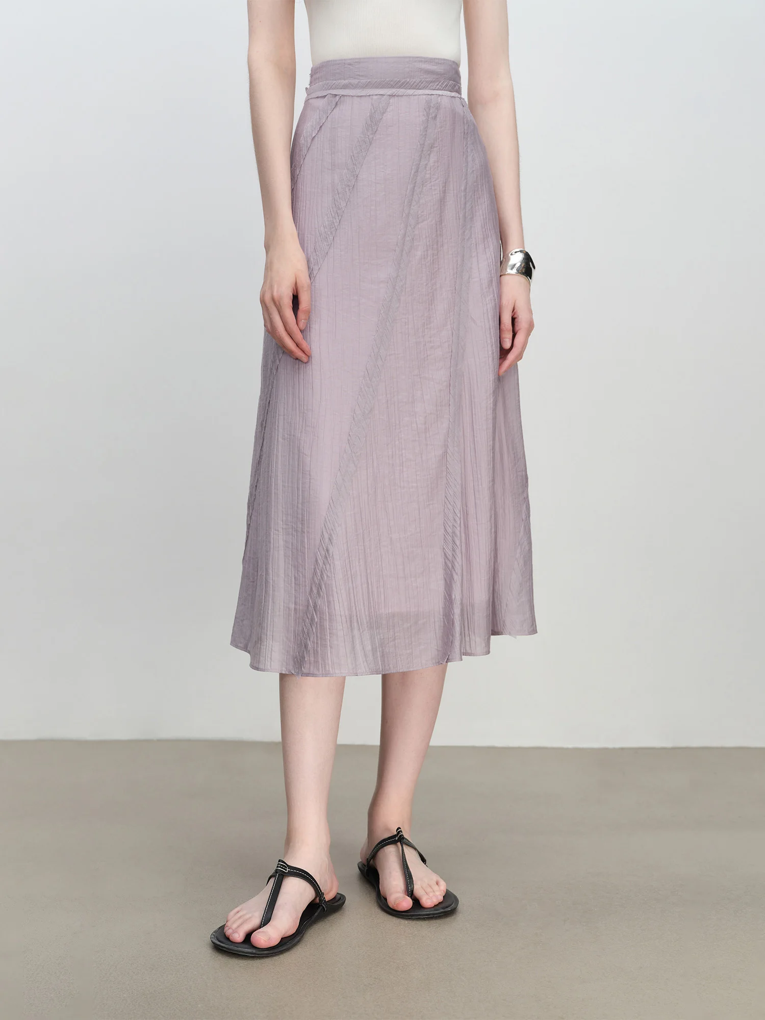 ZIQIAO Purple Design Bias-cut Skirt for Women 2025 New Summer Temperament A-line Skirt Long Skirt 25ZQ92380
