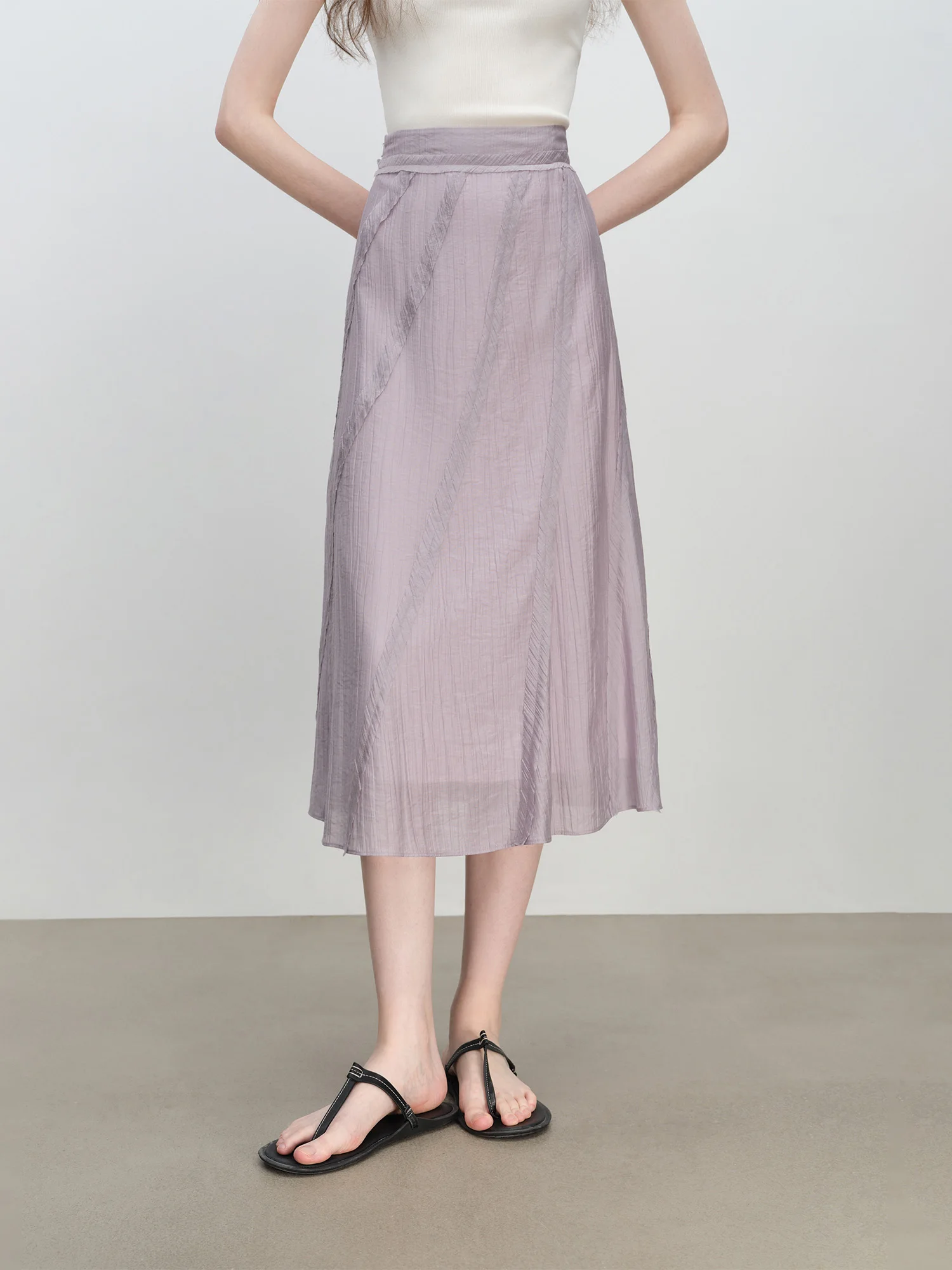 ZIQIAO Purple Design Bias-cut Skirt for Women 2025 New Summer Temperament A-line Skirt Long Skirt 25ZQ92380