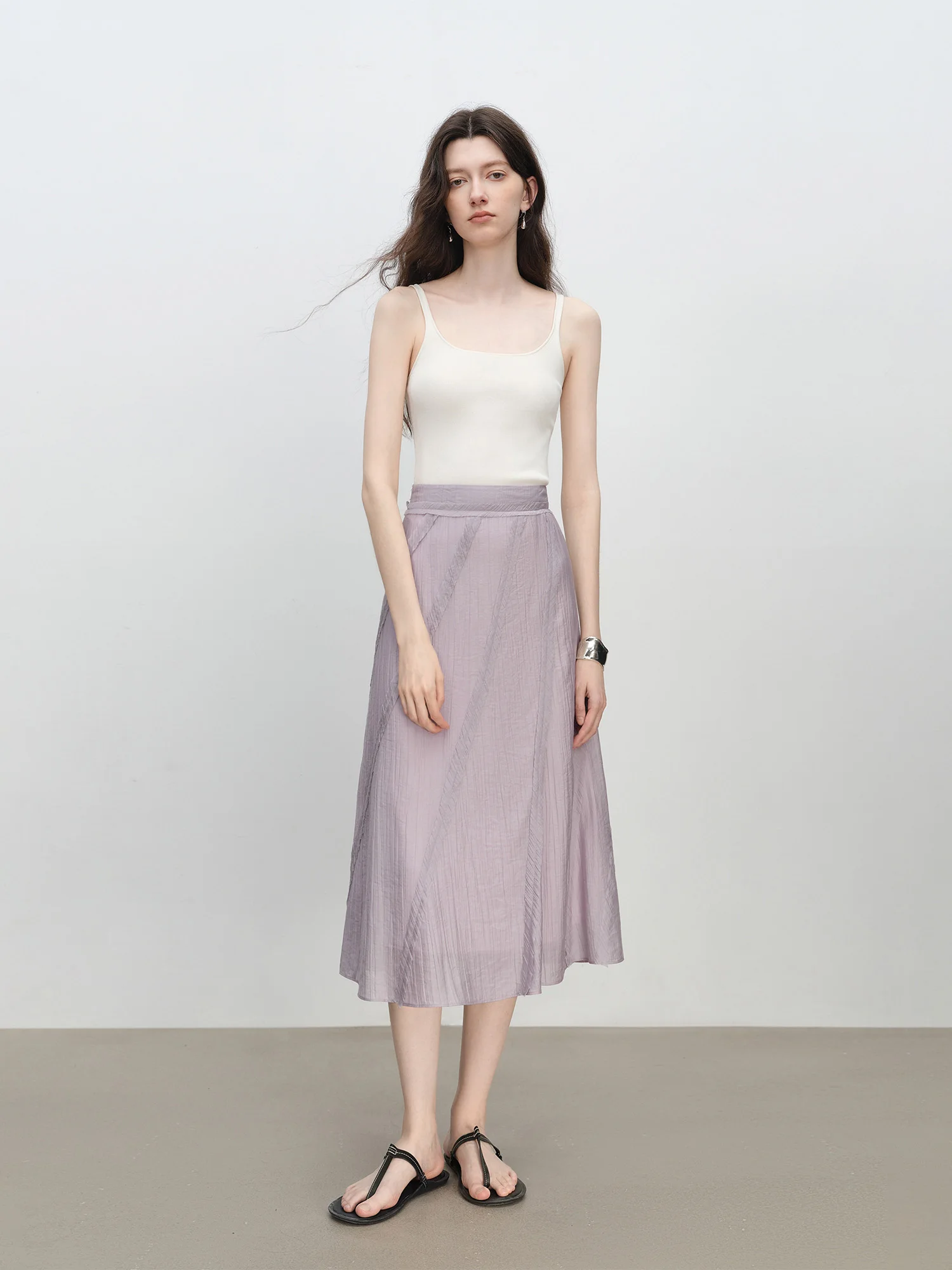 ZIQIAO Purple Design Bias-cut Skirt for Women 2025 New Summer Temperament A-line Skirt Long Skirt 25ZQ92380
