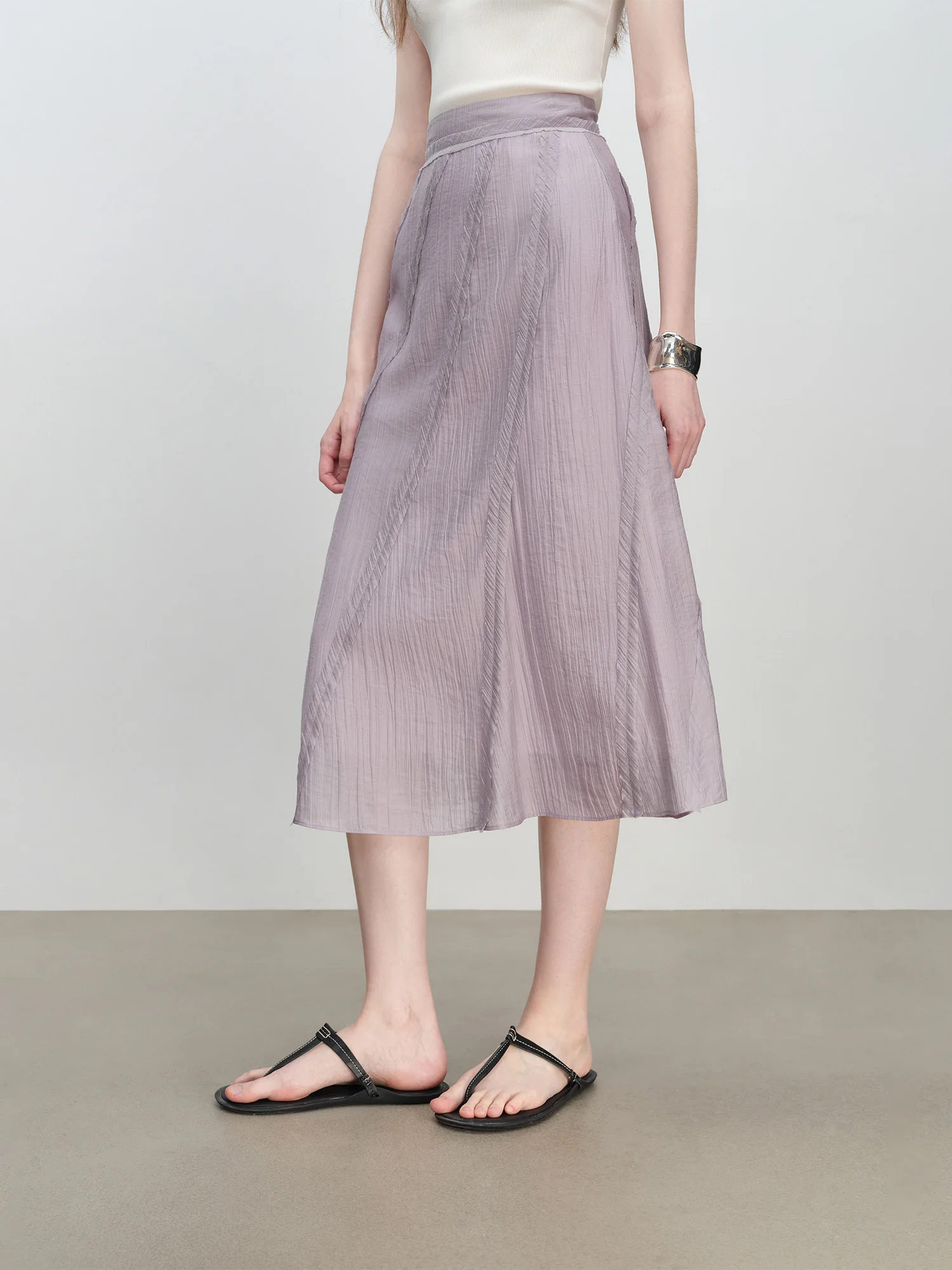 ZIQIAO Purple Design Bias-cut Skirt for Women 2025 New Summer Temperament A-line Skirt Long Skirt 25ZQ92380