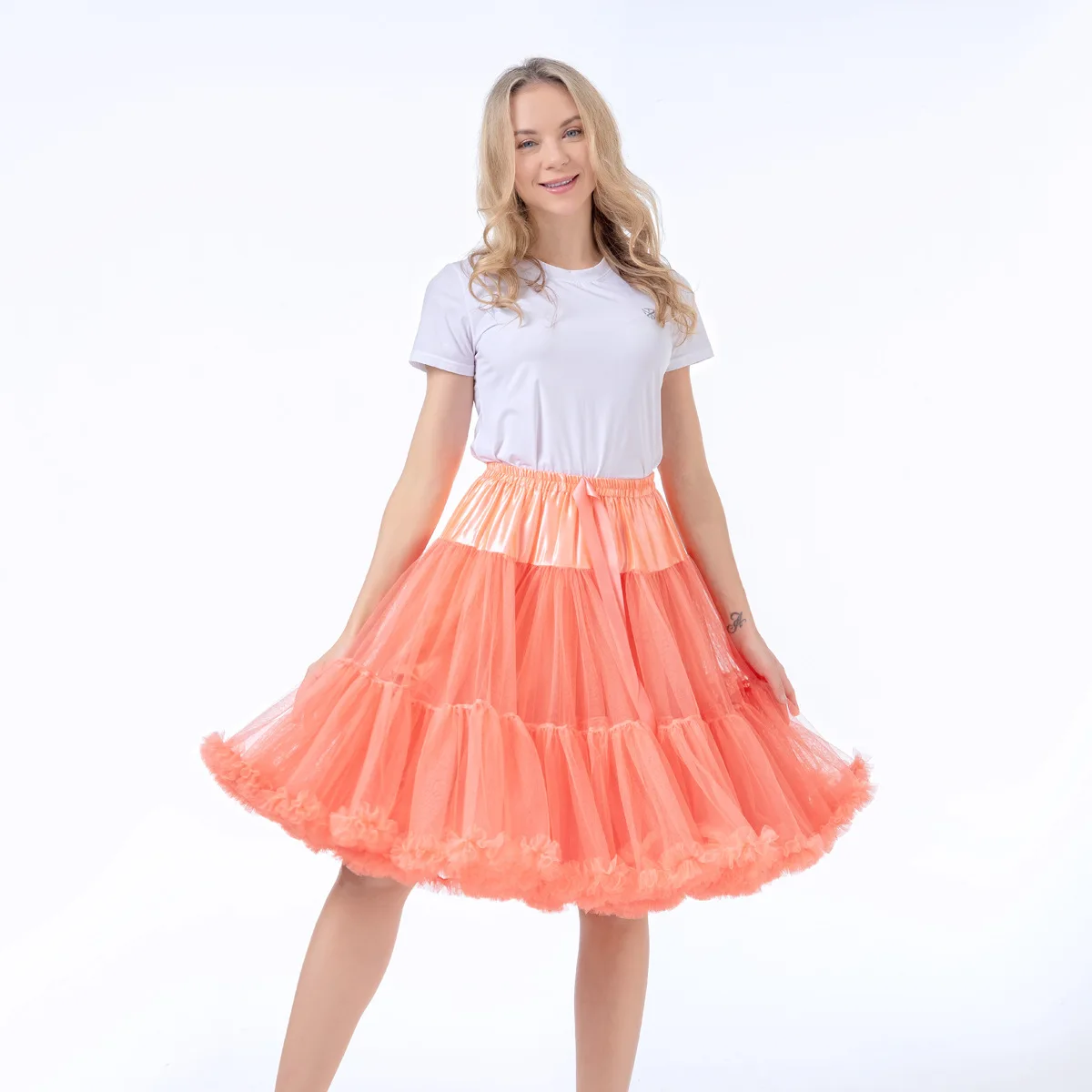 55CM Knee Length Women's Soft Puffy Tulle Petticoats Lolita Ballet Dance Pettiskirts Costume Christmas Halloween Tutu Skirts