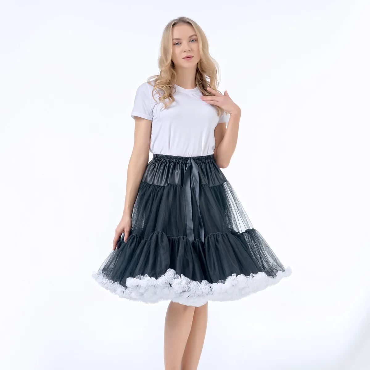 55CM Knee Length Women's Soft Puffy Tulle Petticoats Lolita Ballet Dance Pettiskirts Costume Christmas Halloween Tutu Skirts