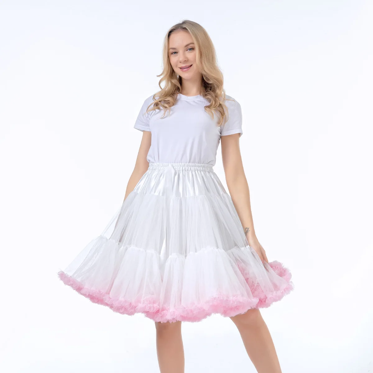 55CM Knee Length Women's Soft Puffy Tulle Petticoats Lolita Ballet Dance Pettiskirts Costume Christmas Halloween Tutu Skirts
