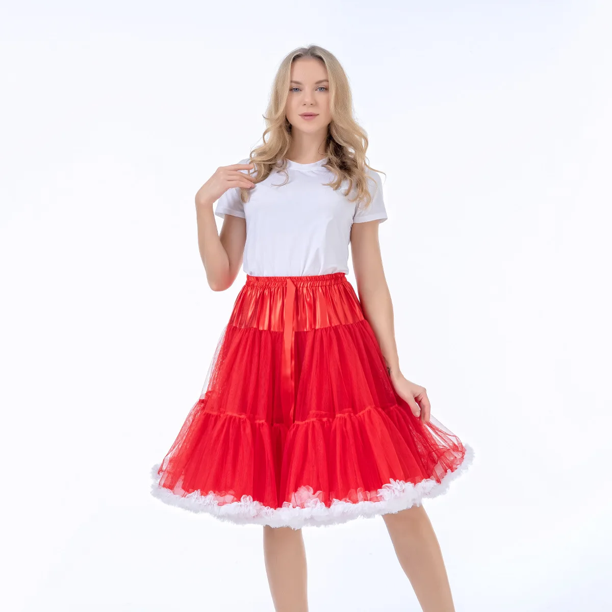 55CM Knee Length Women's Soft Puffy Tulle Petticoats Lolita Ballet Dance Pettiskirts Costume Christmas Halloween Tutu Skirts