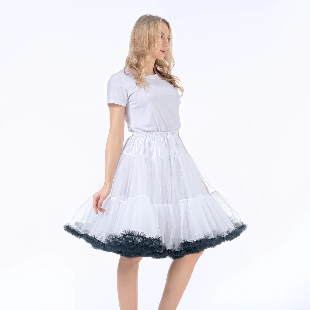 55CM Knee Length Women's Soft Puffy Tulle Petticoats Lolita Ballet Dance Pettiskirts Costume Christmas Halloween Tutu Skirts
