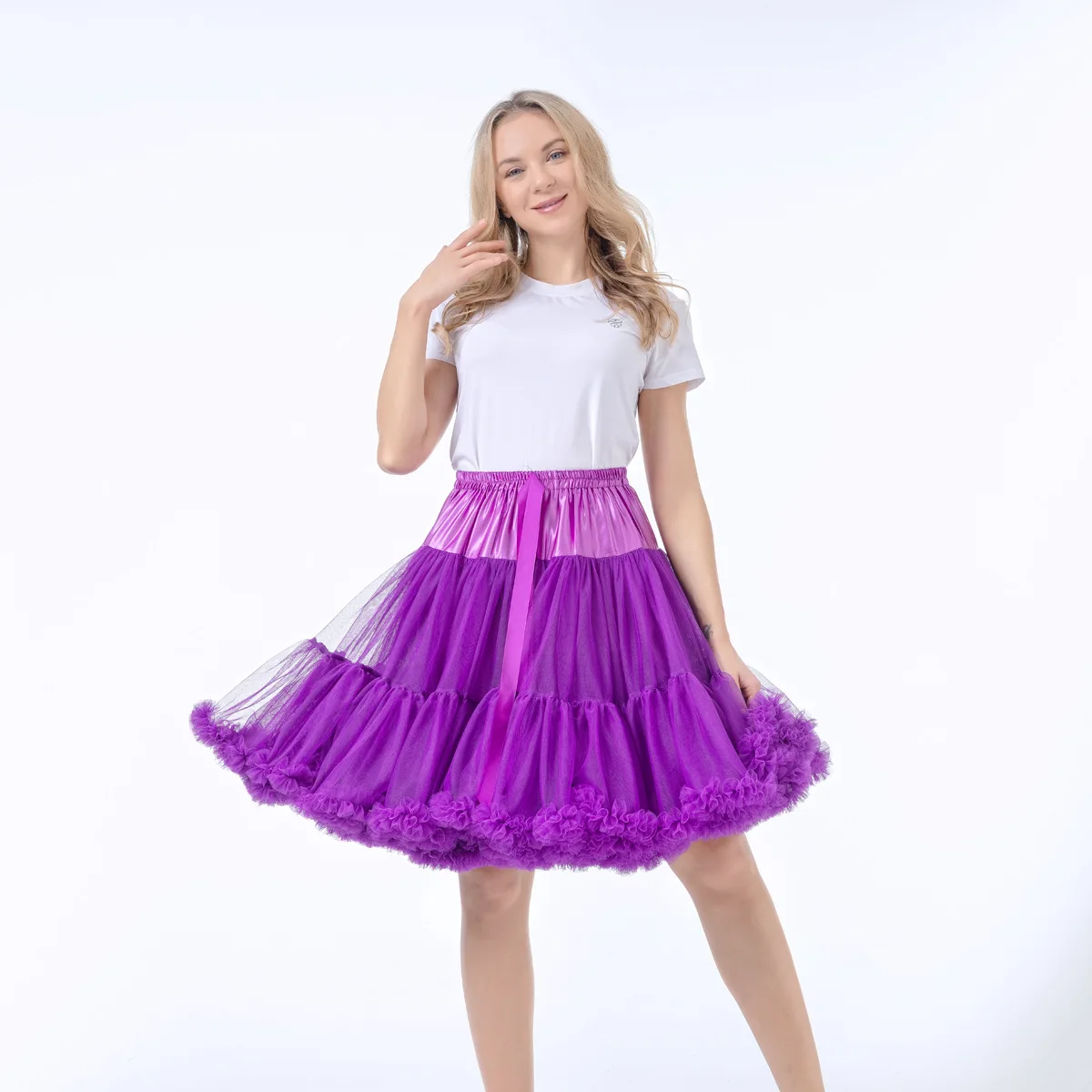 55CM Knee Length Women's Soft Puffy Tulle Petticoats Lolita Ballet Dance Pettiskirts Costume Christmas Halloween Tutu Skirts