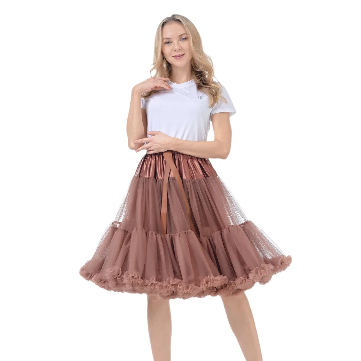 55CM Knee Length Women's Soft Puffy Tulle Petticoats Lolita Ballet Dance Pettiskirts Costume Christmas Halloween Tutu Skirts