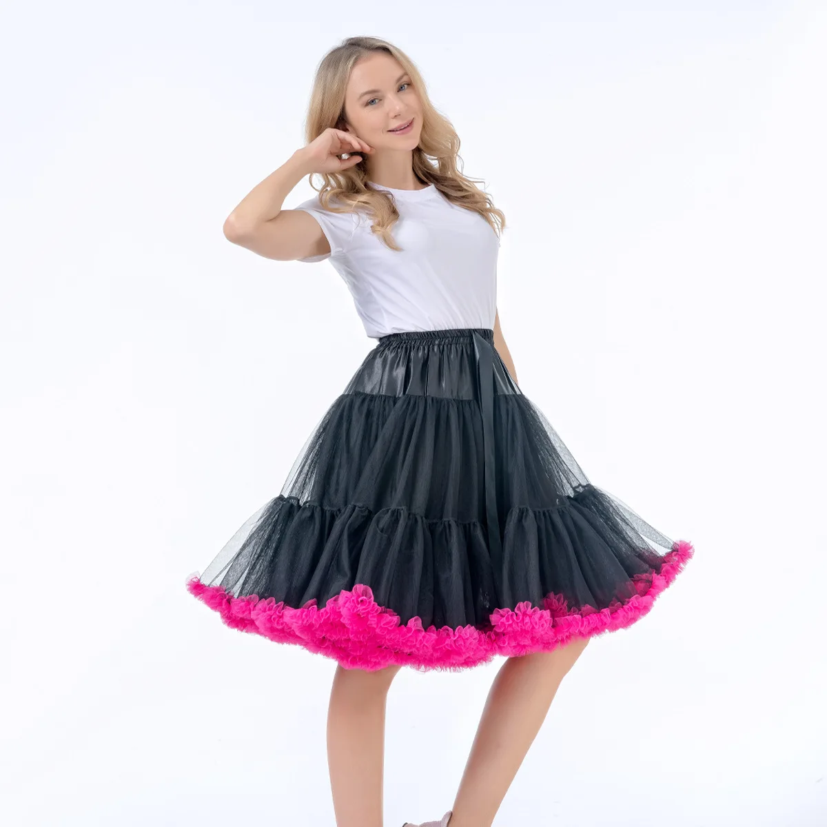 55CM Knee Length Women's Soft Puffy Tulle Petticoats Lolita Ballet Dance Pettiskirts Costume Christmas Halloween Tutu Skirts