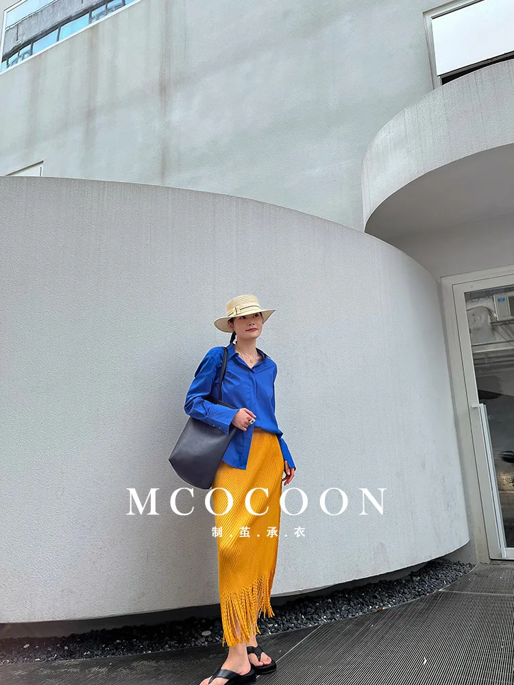 Miyake Pleated 2025 Summer New Girls' Skirt Is Fashionable And Versatile, A High-waisted Diamond-patterned Tassel Skirt
