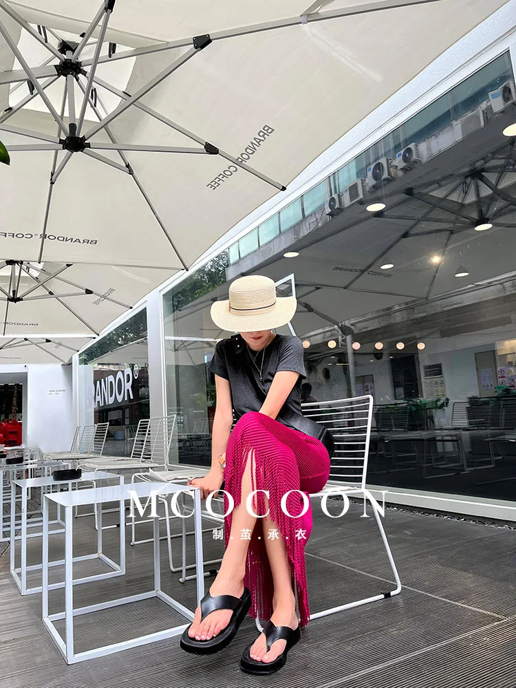 Miyake Pleated 2025 Summer New Girls' Skirt Is Fashionable And Versatile, A High-waisted Diamond-patterned Tassel Skirt