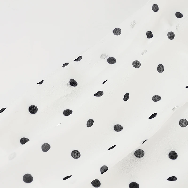 hirigin Polka Dot Floor-length Chiffon Skirt French Style Ruffled Mesh A-line Skirts Elegant Maxi Bottoms High Waist Streetwear