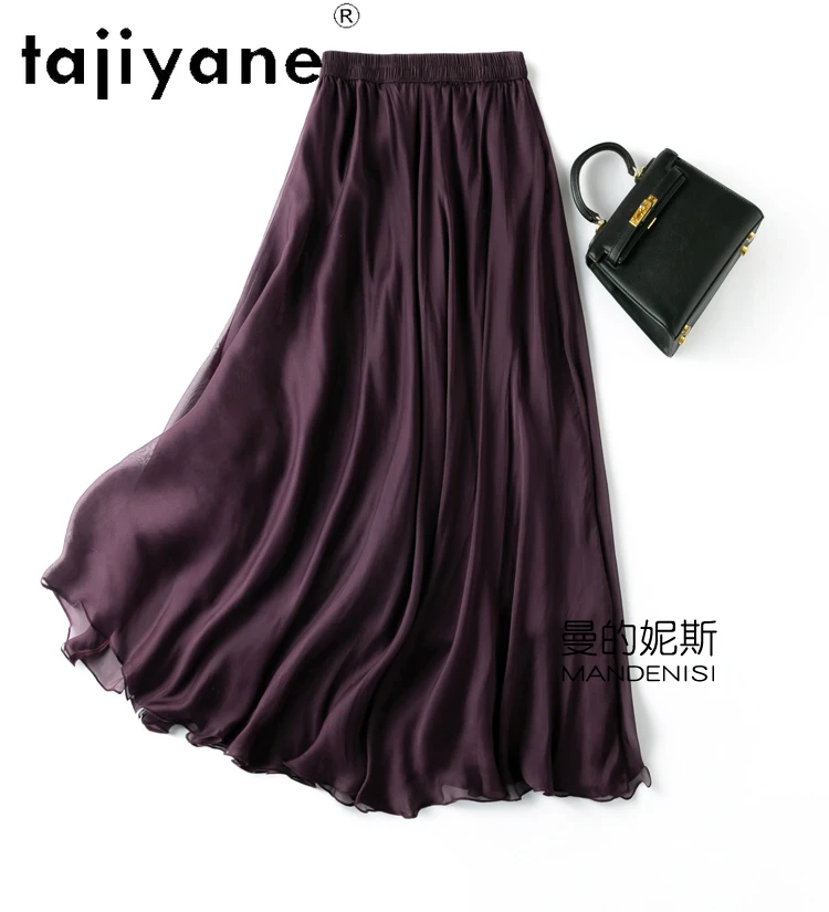TAJIYANE 100% Natural Mulberry Silk Womens Skirts Fashion Summer Skirts Women Clothing 2024 New Arrivals Long Skirt Топ С Юбкой