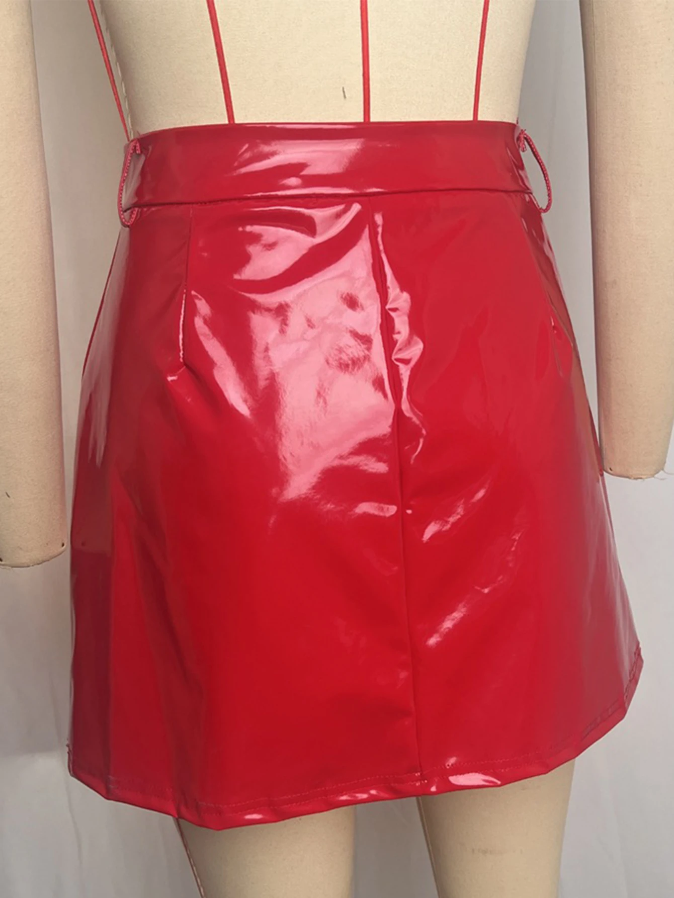 Sexy Red PU Leather Mini Skirt Women Summer Micro Short Party Skirts Woman Clothing Fashion Streetwear High Waist Pencil Skirt