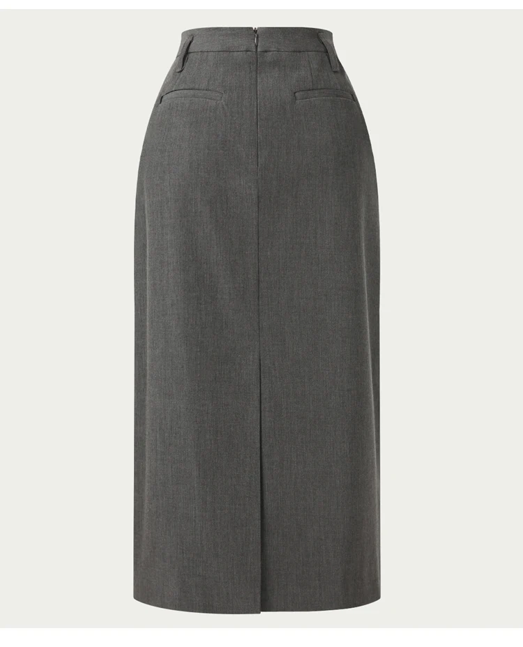 Elegant Women Pencil Skirts 2025 Spring Summer Office Ladies Pockets Casual High Waist Midi Suits Skirt L978C