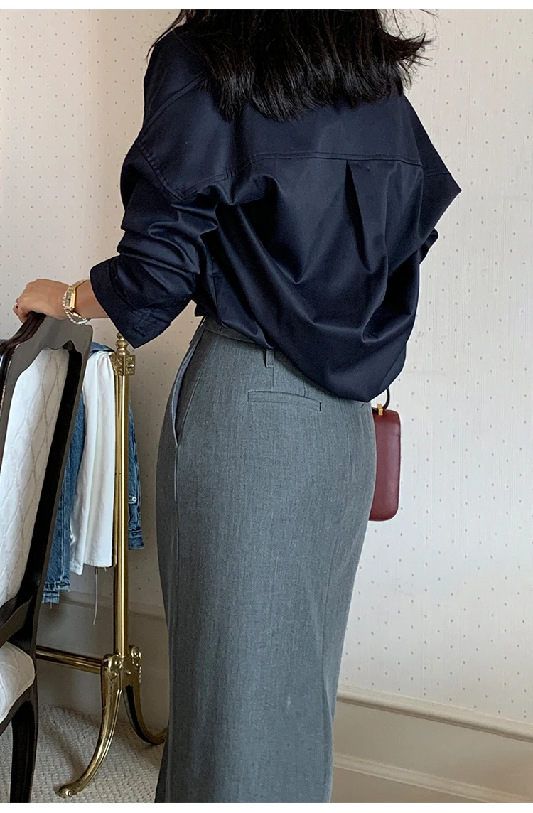 Elegant Women Pencil Skirts 2025 Spring Summer Office Ladies Pockets Casual High Waist Midi Suits Skirt L978C