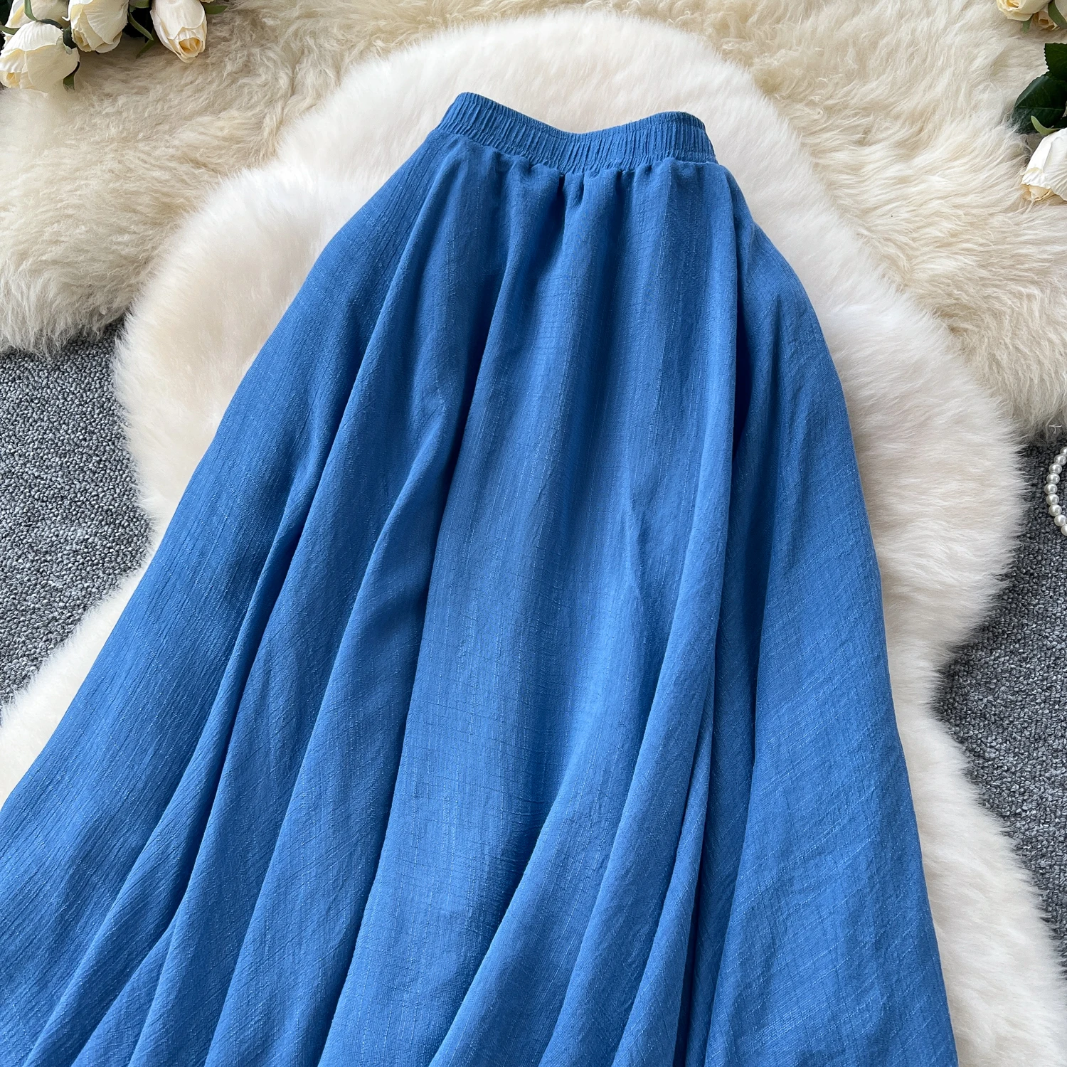 SINGREINY Summer Gentle Skirt Women Irregular Temperament Elastic Waist Ladies Fashion A Line Classic Versatile Senior Skirts