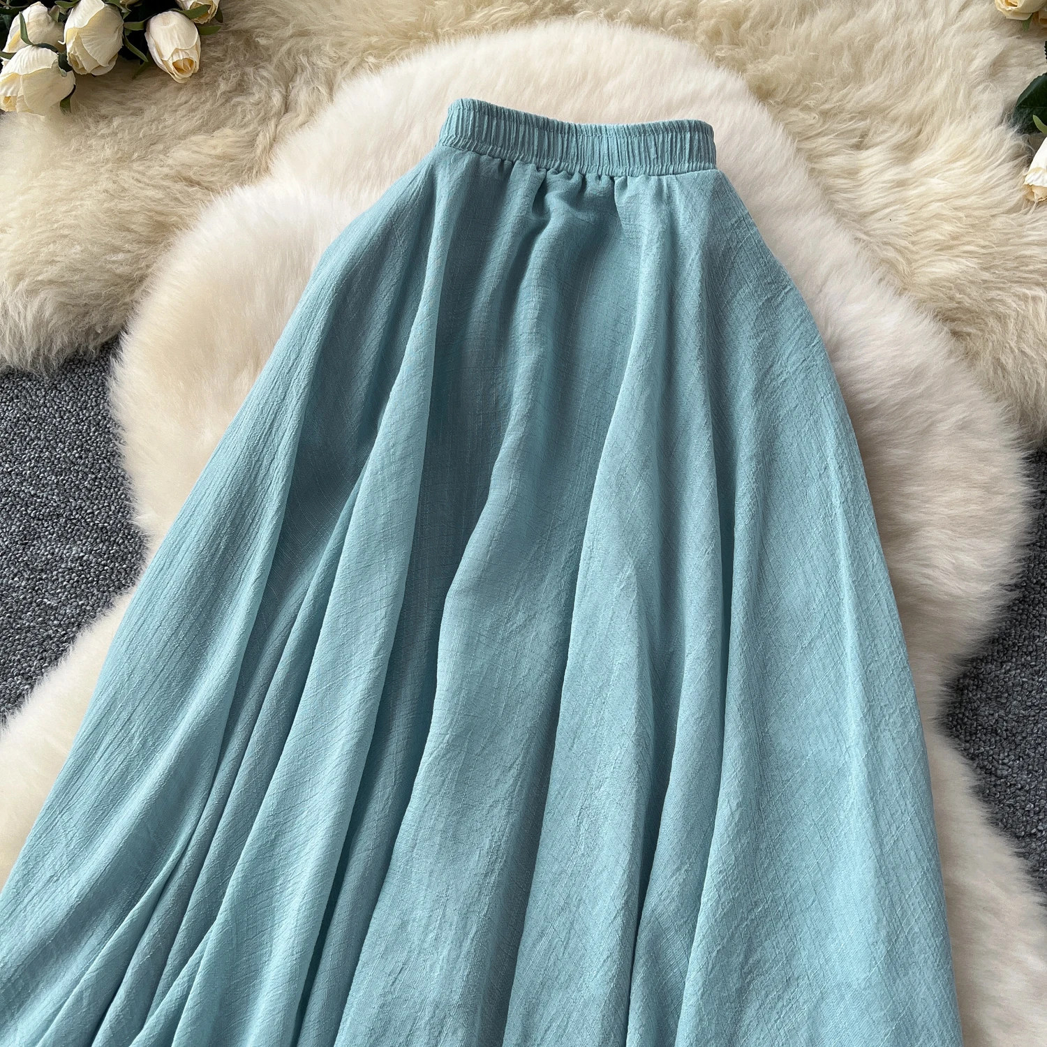 SINGREINY Summer Gentle Skirt Women Irregular Temperament Elastic Waist Ladies Fashion A Line Classic Versatile Senior Skirts