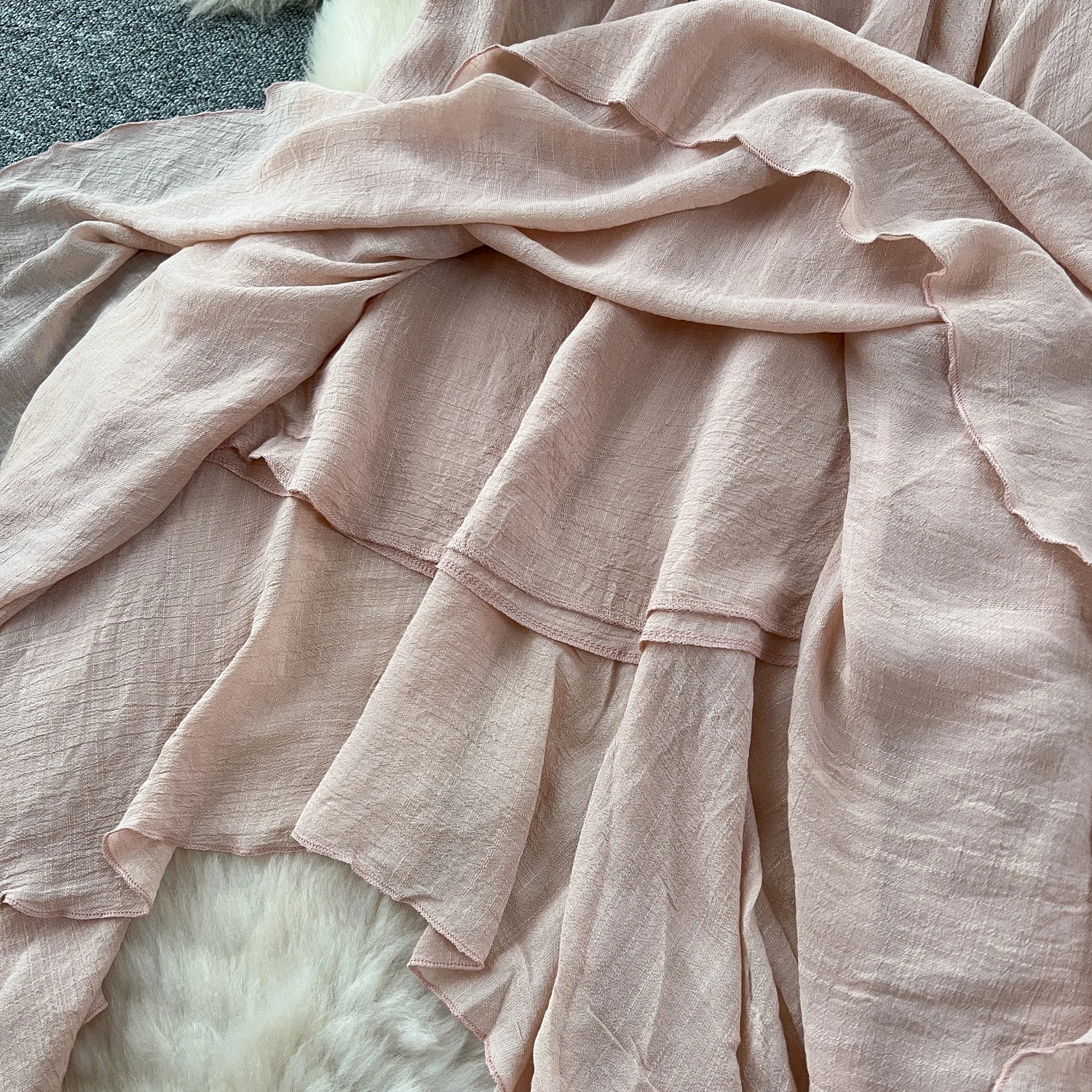 SINGREINY Summer Gentle Skirt Women Irregular Temperament Elastic Waist Ladies Fashion A Line Classic Versatile Senior Skirts