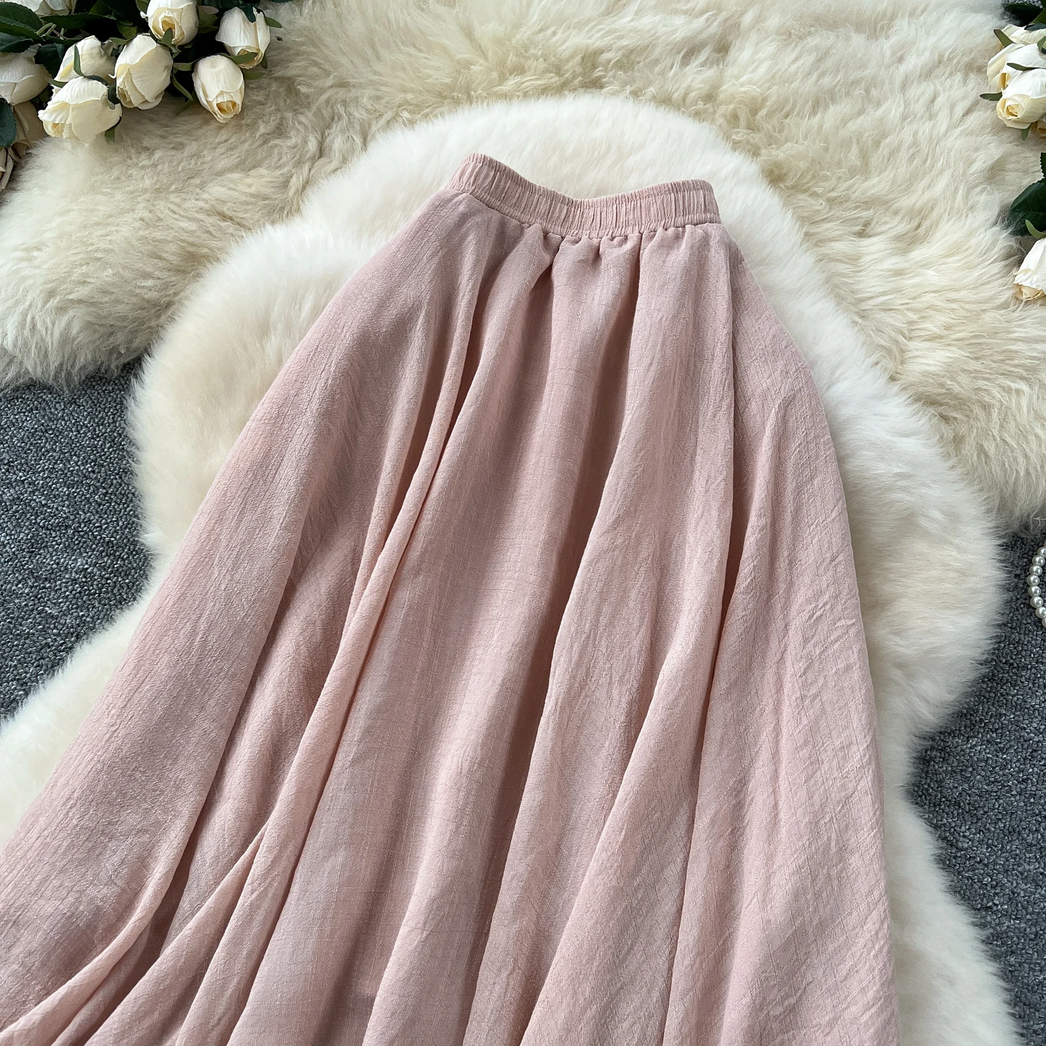 SINGREINY Summer Gentle Skirt Women Irregular Temperament Elastic Waist Ladies Fashion A Line Classic Versatile Senior Skirts