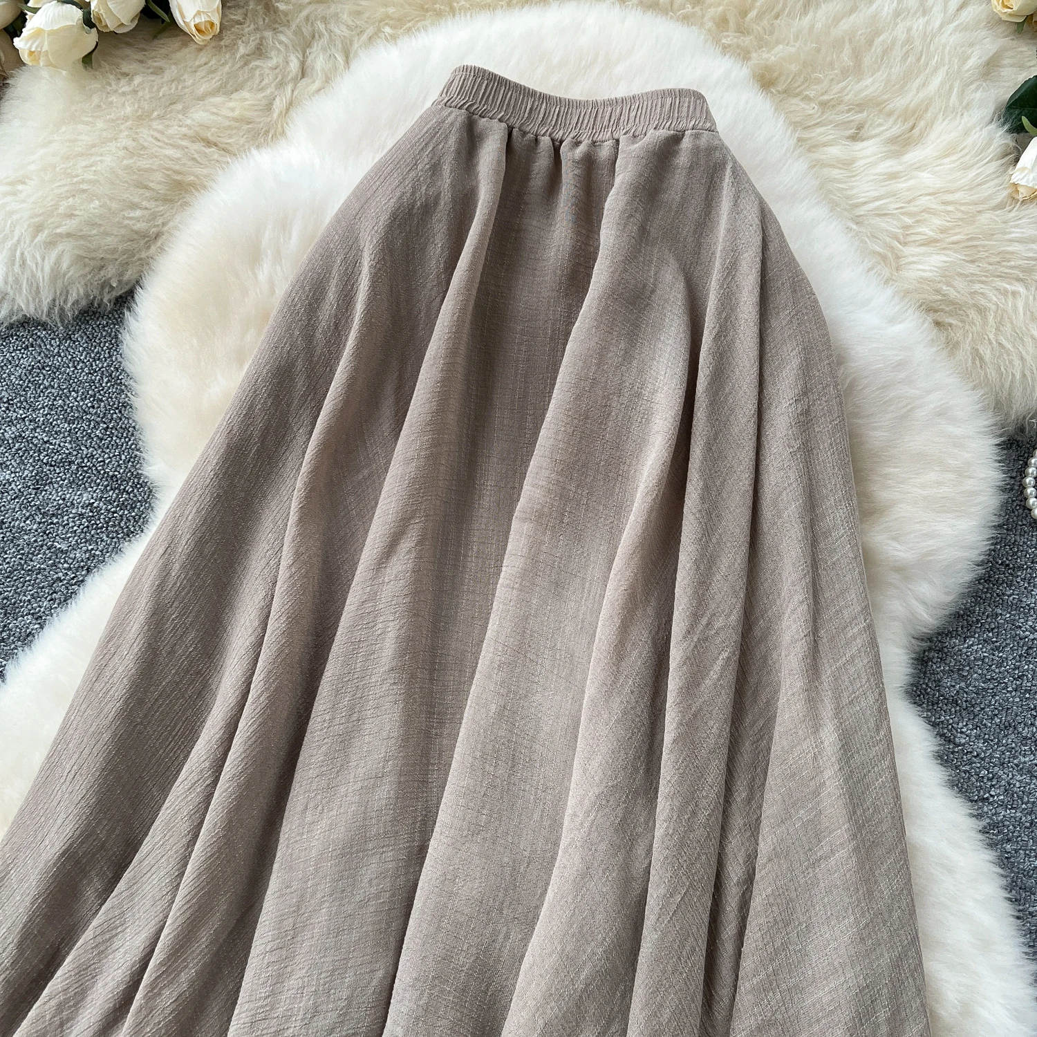 SINGREINY Summer Gentle Skirt Women Irregular Temperament Elastic Waist Ladies Fashion A Line Classic Versatile Senior Skirts