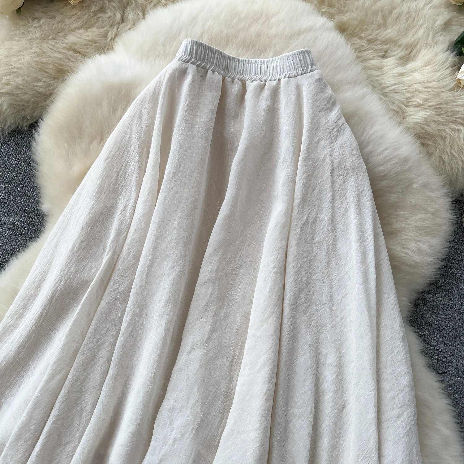 SINGREINY Summer Gentle Skirt Women Irregular Temperament Elastic Waist Ladies Fashion A Line Classic Versatile Senior Skirts