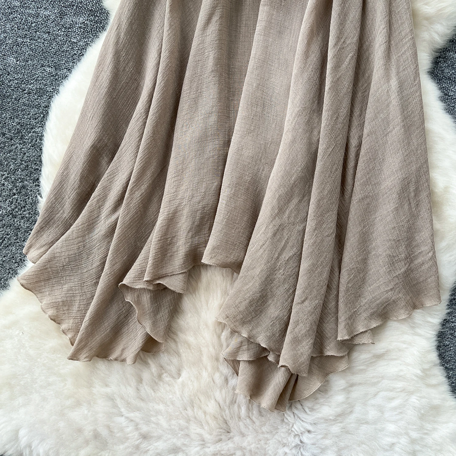 SINGREINY Summer Gentle Skirt Women Irregular Temperament Elastic Waist Ladies Fashion A Line Classic Versatile Senior Skirts