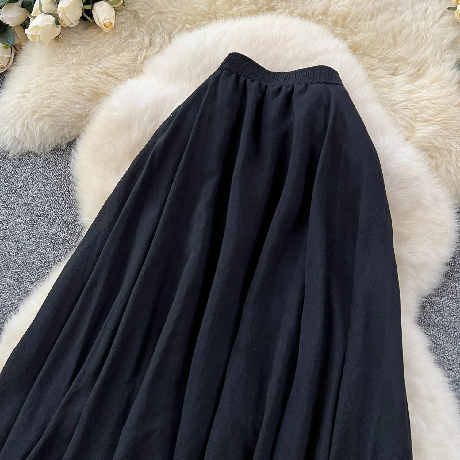 SINGREINY Summer Gentle Skirt Women Irregular Temperament Elastic Waist Ladies Fashion A Line Classic Versatile Senior Skirts