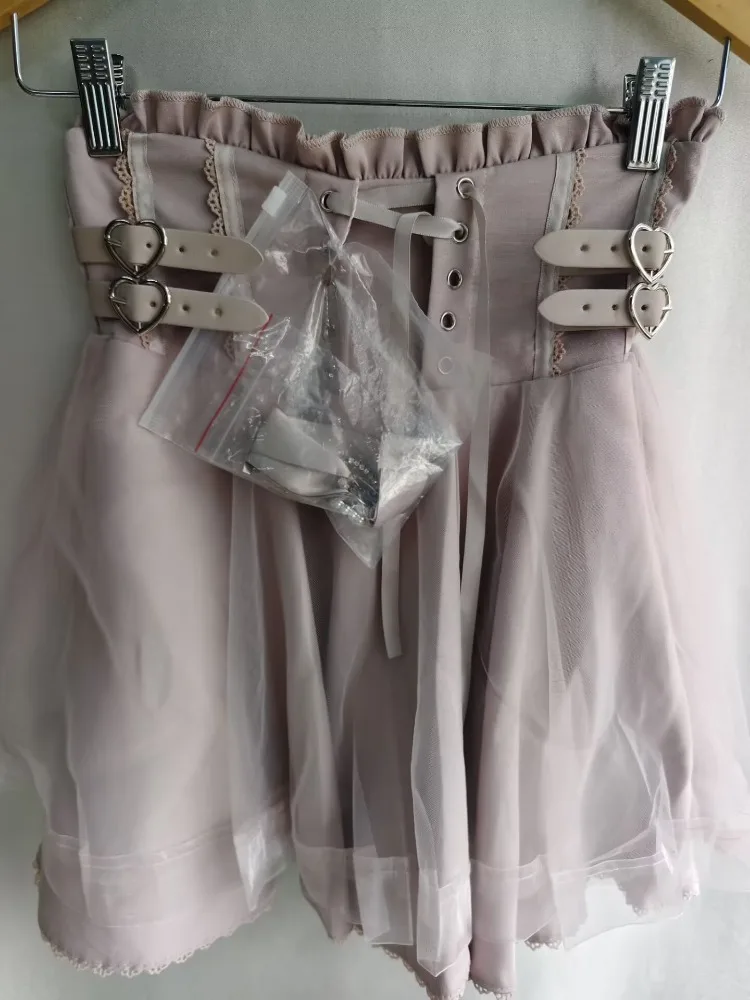 Kimutomo Sweet Skirts Women Ruffles Patchwork Bandage Heart High Waist Lolita Style Fashion Elegant Skirt Female Casual