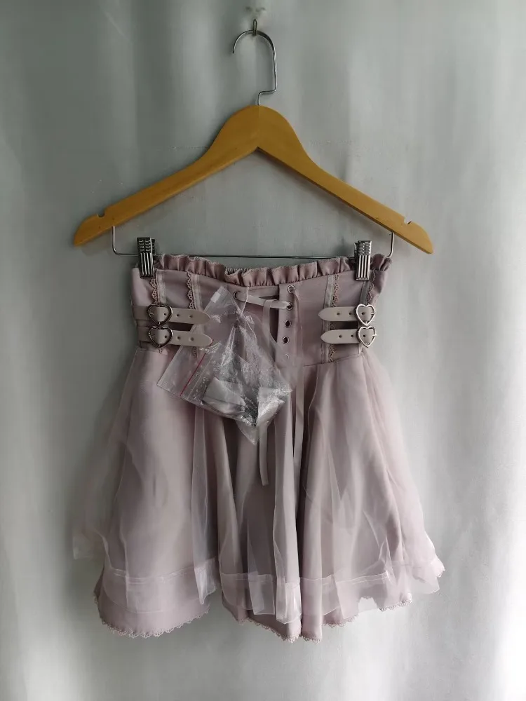 Kimutomo Sweet Skirts Women Ruffles Patchwork Bandage Heart High Waist Lolita Style Fashion Elegant Skirt Female Casual