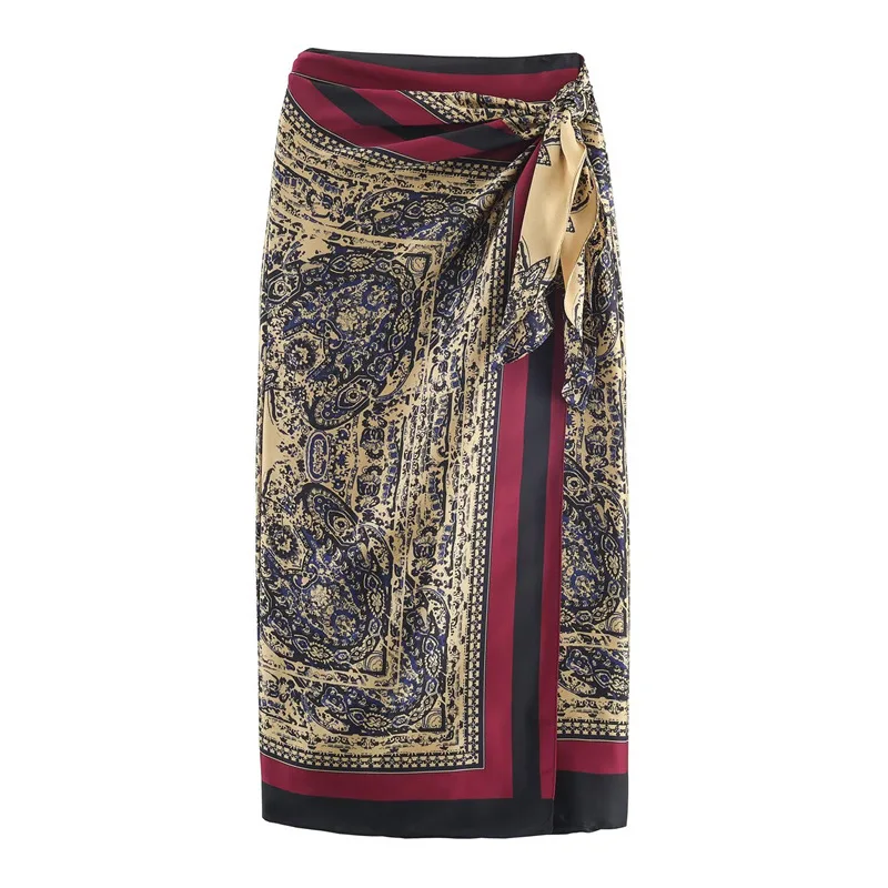 2026 Autumn New Women's Clothing Casual Fashion Versatile Elegant Temperament Vacation Style Paisley Wrapped Skirt