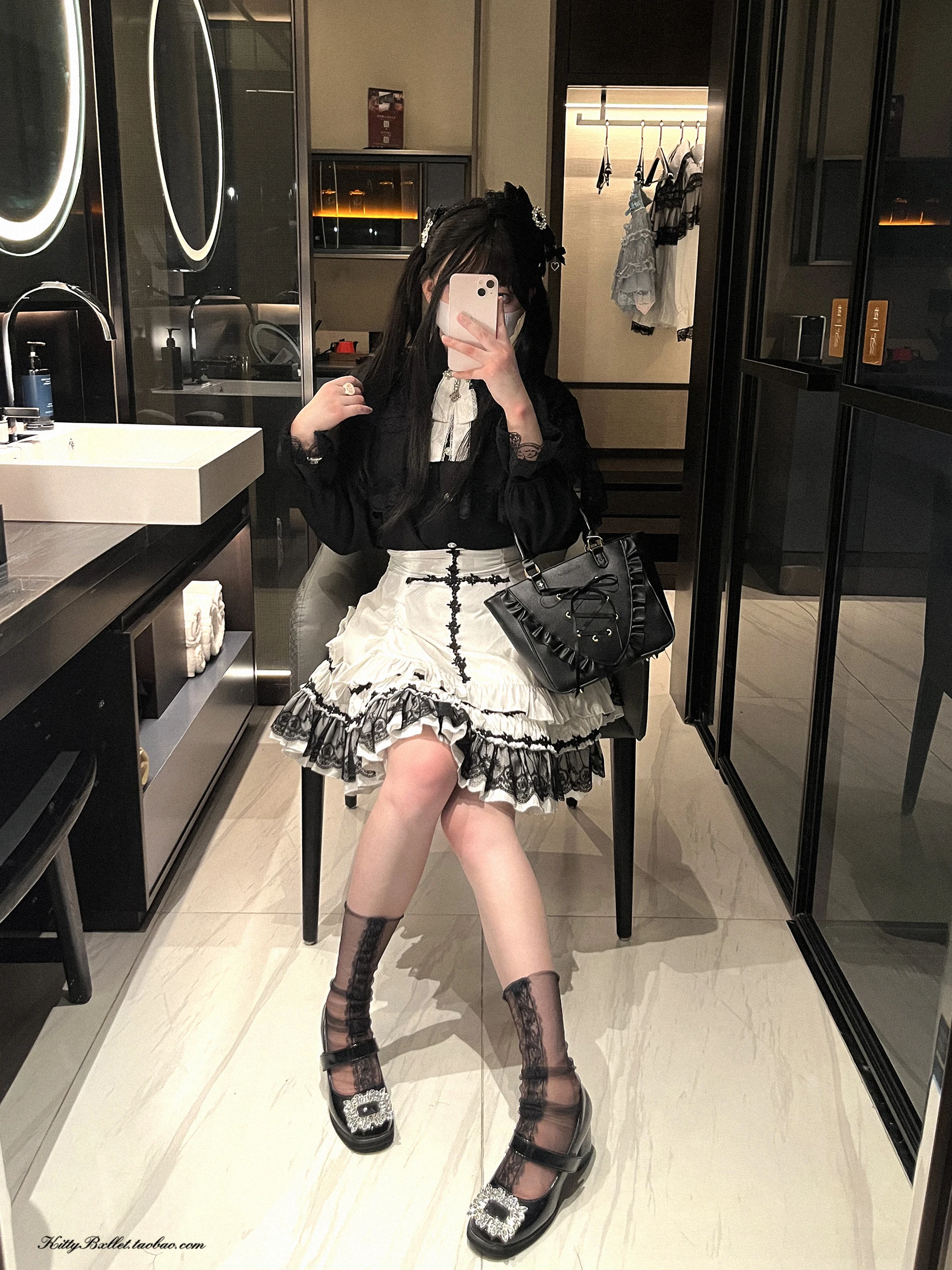 Japanese Mines Style Sweet Cute Lace Splicing Lace-up Heart PU Buckle High Waist Slim A-line Versatile Lolita Short Skirts Women