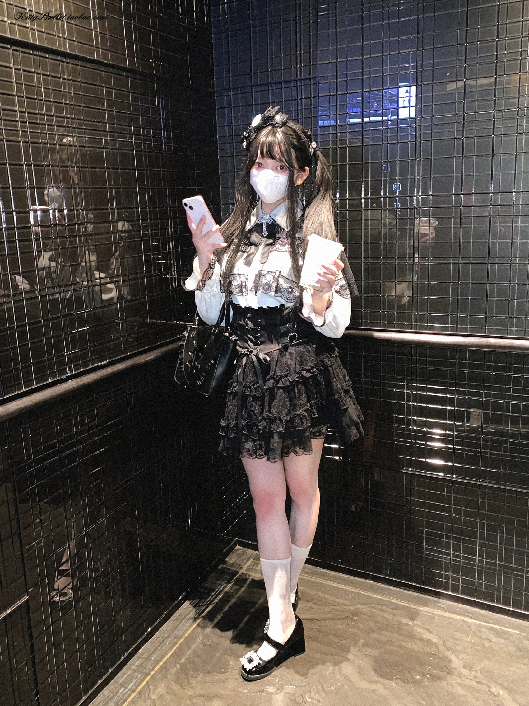 Japanese Mines Style Sweet Cute Lace Splicing Lace-up Heart PU Buckle High Waist Slim A-line Versatile Lolita Short Skirts Women