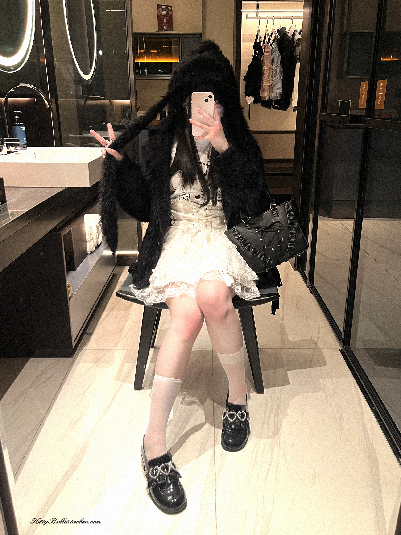 Japanese Mines Style Sweet Cute Lace Splicing Lace-up Heart PU Buckle High Waist Slim A-line Versatile Lolita Short Skirts Women