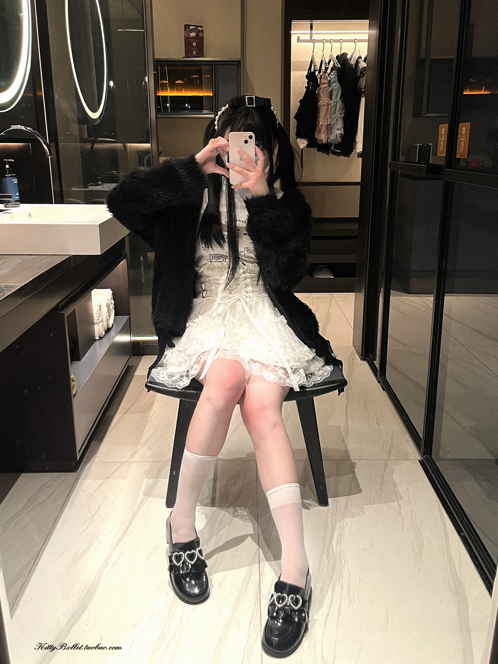 Japanese Mines Style Sweet Cute Lace Splicing Lace-up Heart PU Buckle High Waist Slim A-line Versatile Lolita Short Skirts Women