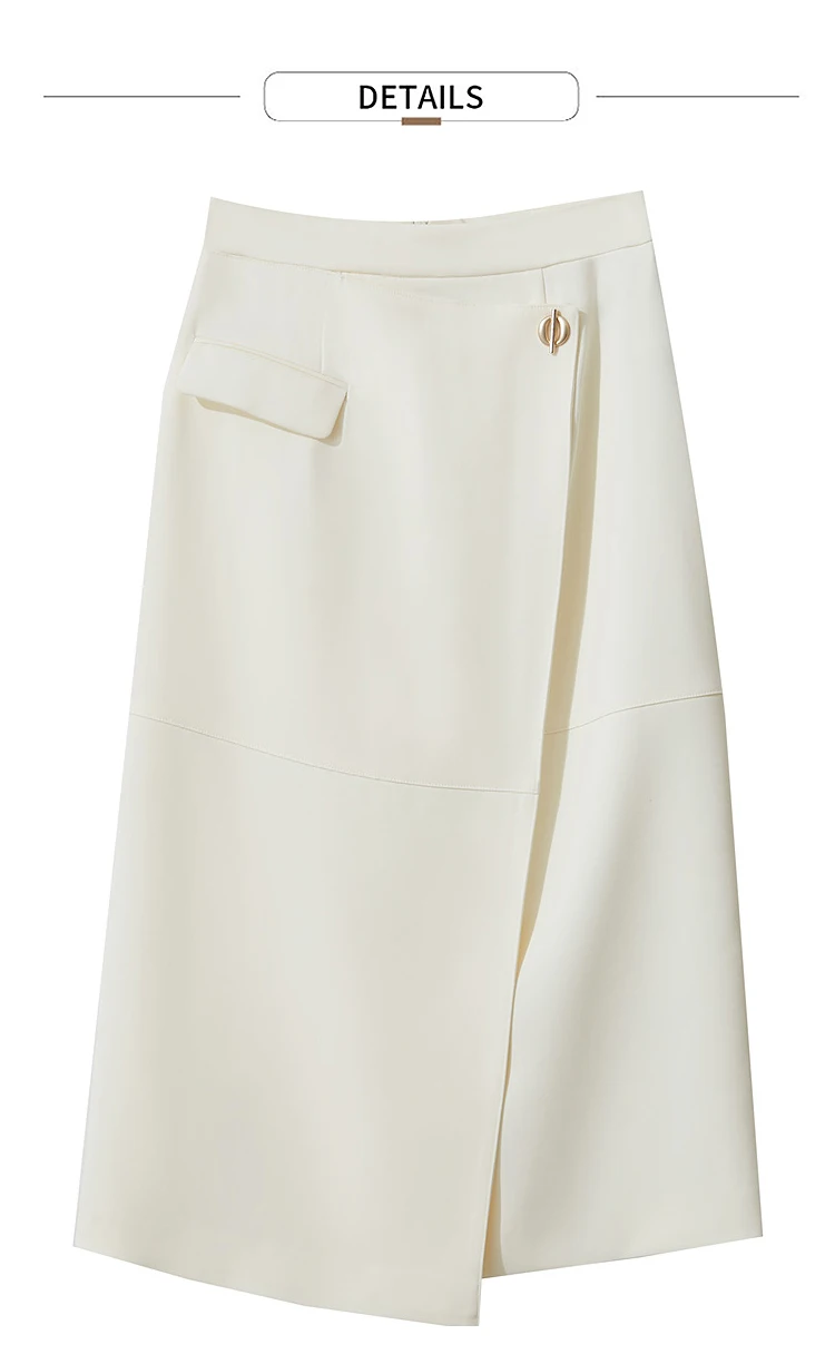 Amii Minimalist 2025 Autumn Midi Skirts Women Commute Elegant Office Lady Versatile Asymmetrical Drape Straight Skirt 12521006