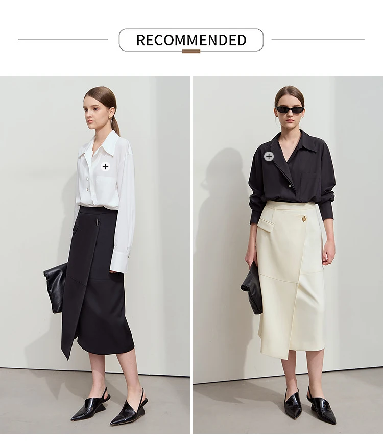 Amii Minimalist 2025 Autumn Midi Skirts Women Commute Elegant Office Lady Versatile Asymmetrical Drape Straight Skirt 12521006