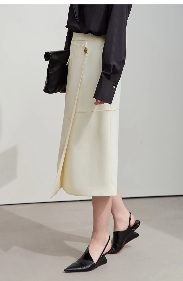 Amii Minimalist 2025 Autumn Midi Skirts Women Commute Elegant Office Lady Versatile Asymmetrical Drape Straight Skirt 12521006