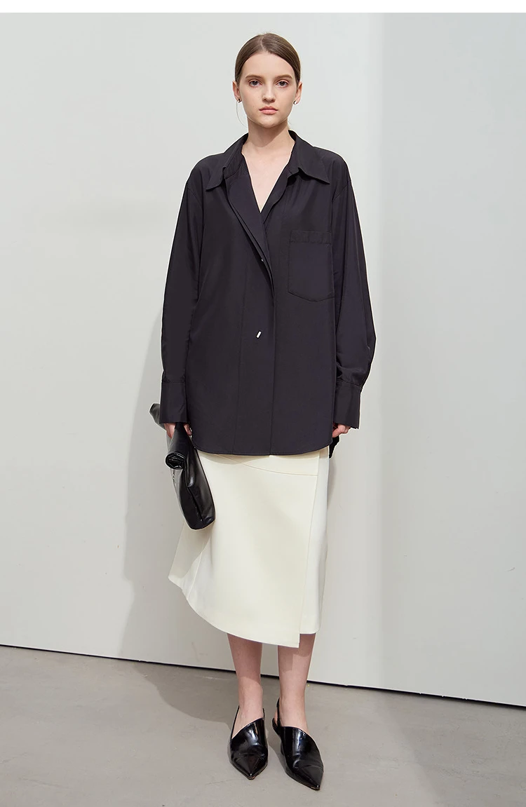 Amii Minimalist 2025 Autumn Midi Skirts Women Commute Elegant Office Lady Versatile Asymmetrical Drape Straight Skirt 12521006
