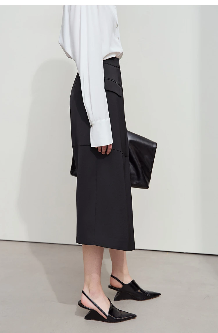 Amii Minimalist 2025 Autumn Midi Skirts Women Commute Elegant Office Lady Versatile Asymmetrical Drape Straight Skirt 12521006
