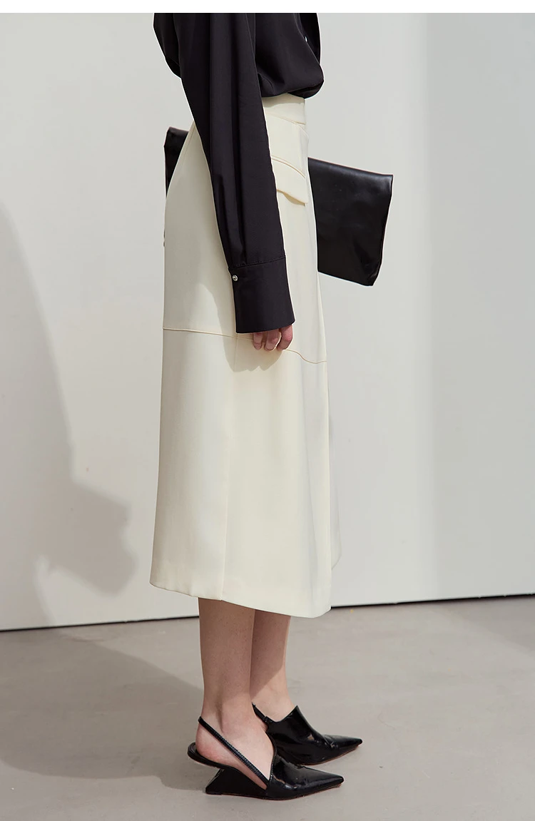 Amii Minimalist 2025 Autumn Midi Skirts Women Commute Elegant Office Lady Versatile Asymmetrical Drape Straight Skirt 12521006