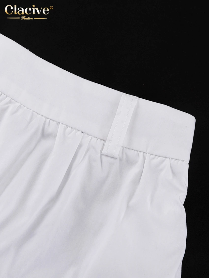 Clacive Fashion Loose White Cotton Women's Skirt 2025 Casual High Waist Long Skirts Elegant Classic Solid Skirt Female Clothing