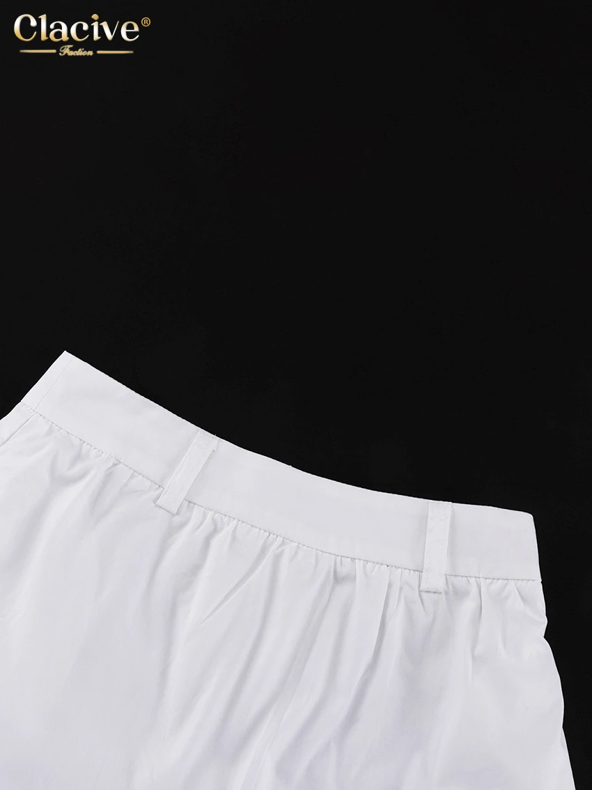 Clacive Fashion Loose White Cotton Women's Skirt 2025 Casual High Waist Long Skirts Elegant Classic Solid Skirt Female Clothing
