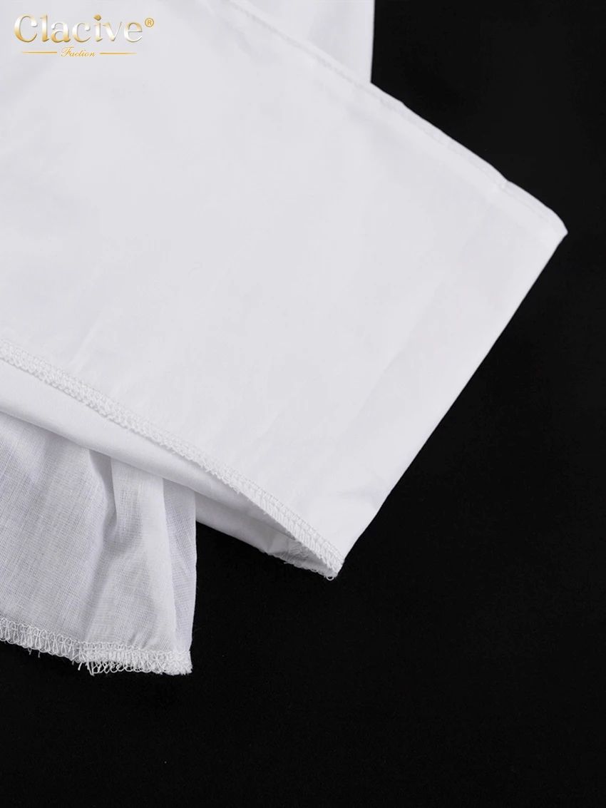 Clacive Fashion Loose White Cotton Women's Skirt 2025 Casual High Waist Long Skirts Elegant Classic Solid Skirt Female Clothing