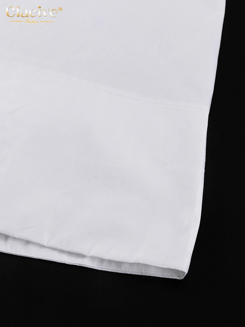 Clacive Fashion Loose White Cotton Women's Skirt 2025 Casual High Waist Long Skirts Elegant Classic Solid Skirt Female Clothing