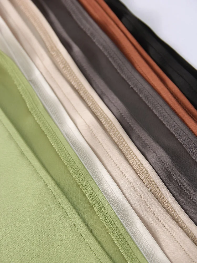 Green Satin Midi Skirts For Women Summer Elastic High Waist A Line Slit Skirt Midi Satin Silk Women Skirt With Slit Summer 2024