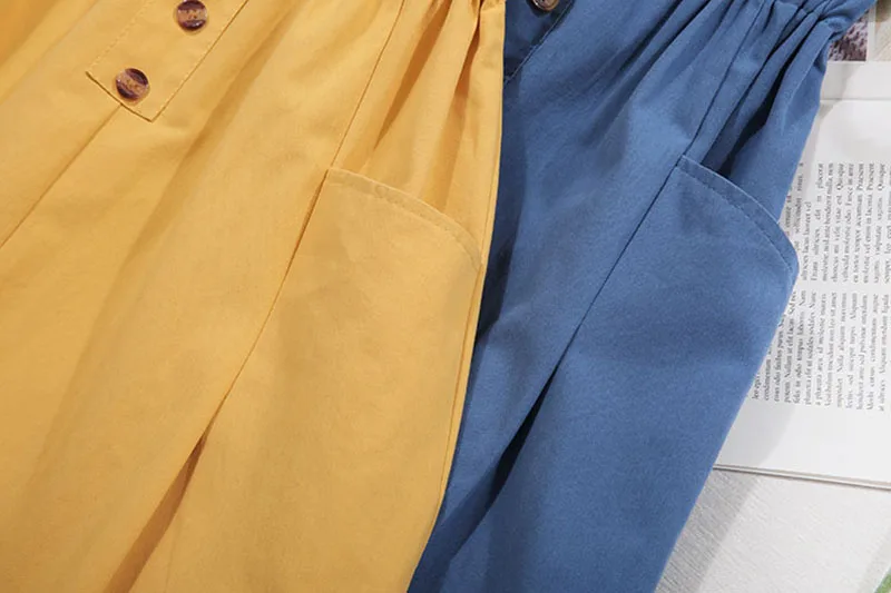 Women Summer Skirt Spring Korean Style Casual Solid High Waist  A-Line Midi Skirts With Pocket Girls Elegant Faldas