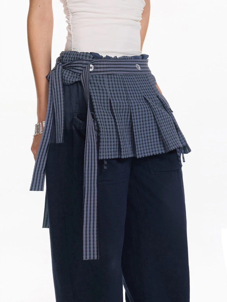 Y2k Harajuku Vintage Skirts Plaid Pleated Bandage Irregular All Match Mini Skirt American Streetwear Punk Gothic Women Clothing